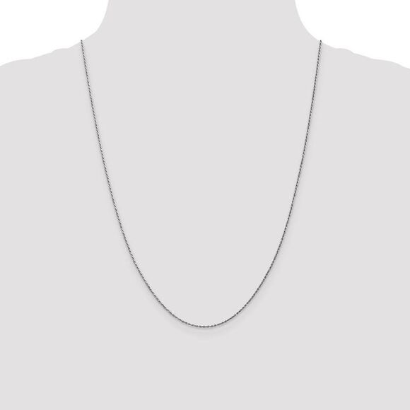 1.2mm, 10k White Gold Diamond Cut Solid Rope Chain Necklace, 16 Inch - Picture 2 of 9